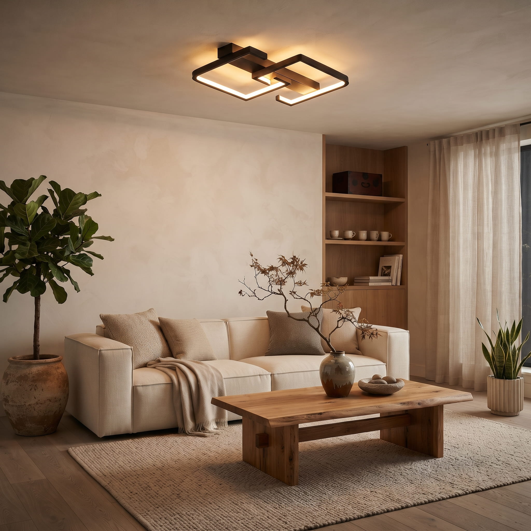 Black Nordic Dimmable LED Ceiling Light with Remote