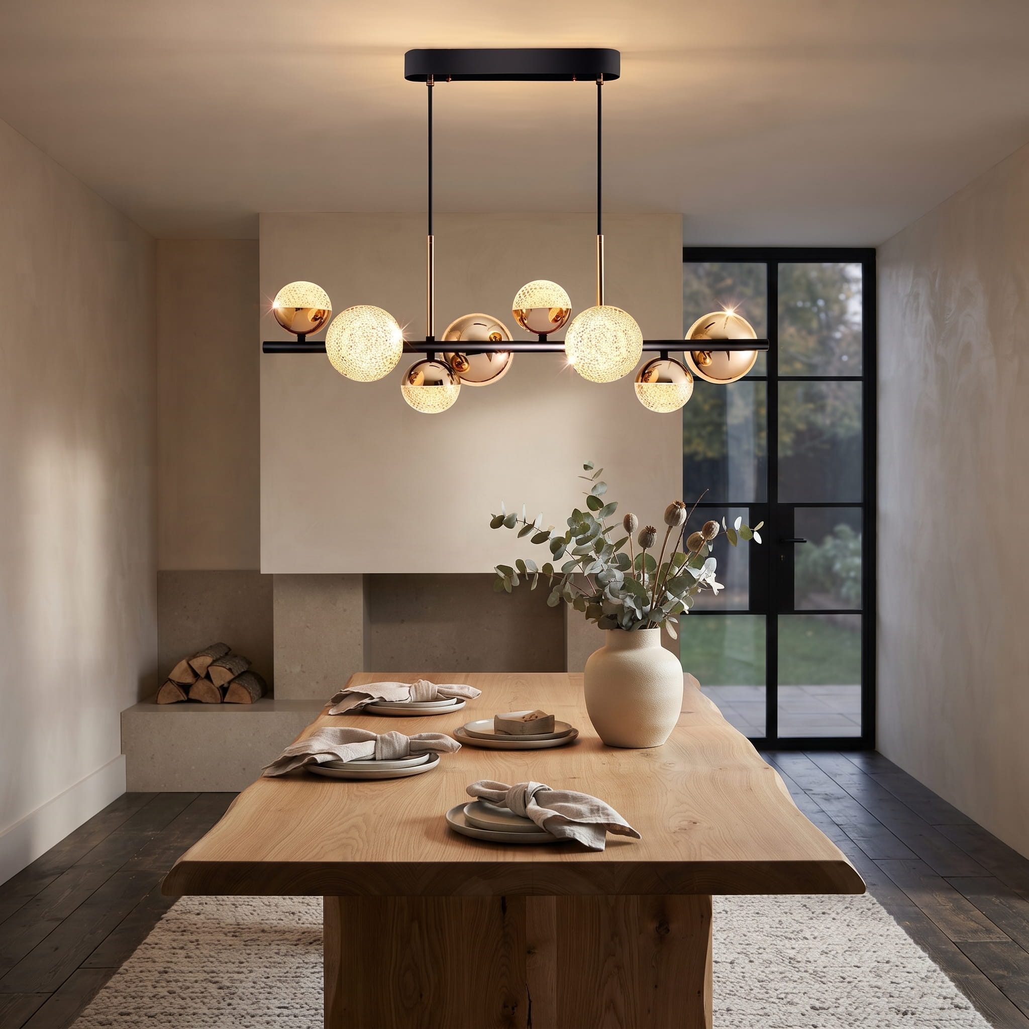 Multi-Head Pendant Light with Remote & LED Bulbs