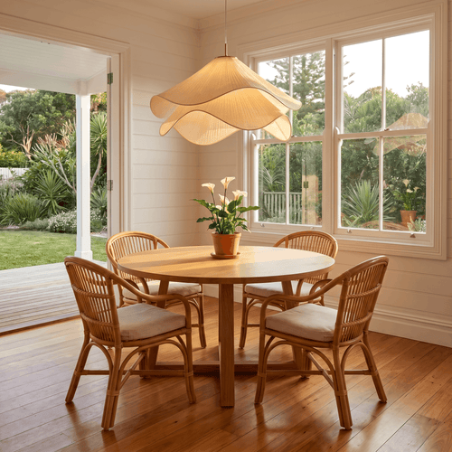 Fabric Japandi Pendant Light Cream Pleated Floral Shade Nordic Minimalist Ceiling Fixture