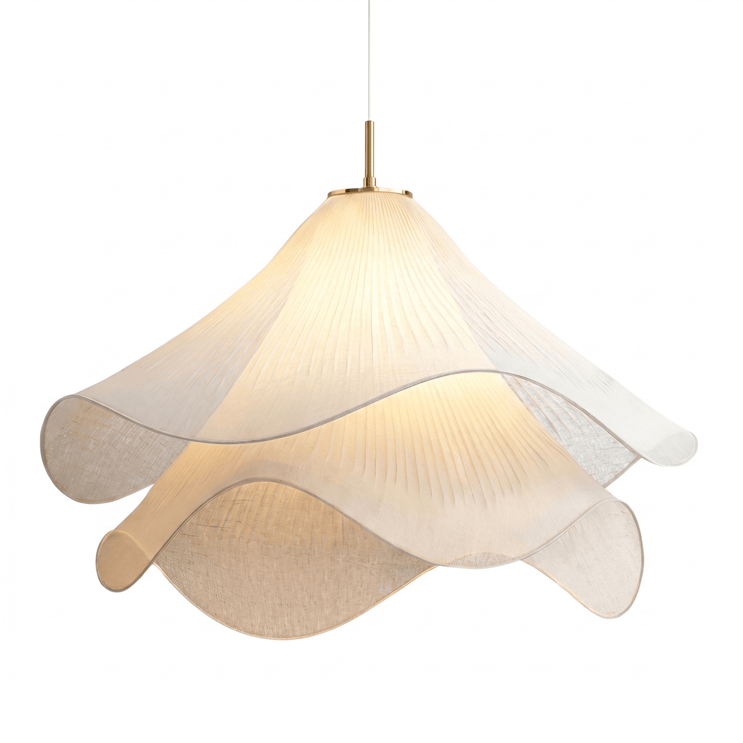 Fabric Japandi Pendant Light Cream Pleated Floral Shade Nordic Minimalist Ceiling Fixture