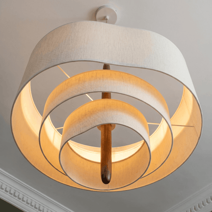 Wabi Sabi Linen Pendant Light Tiered Drum Shade Dimmable Japandi Ceiling Fixture