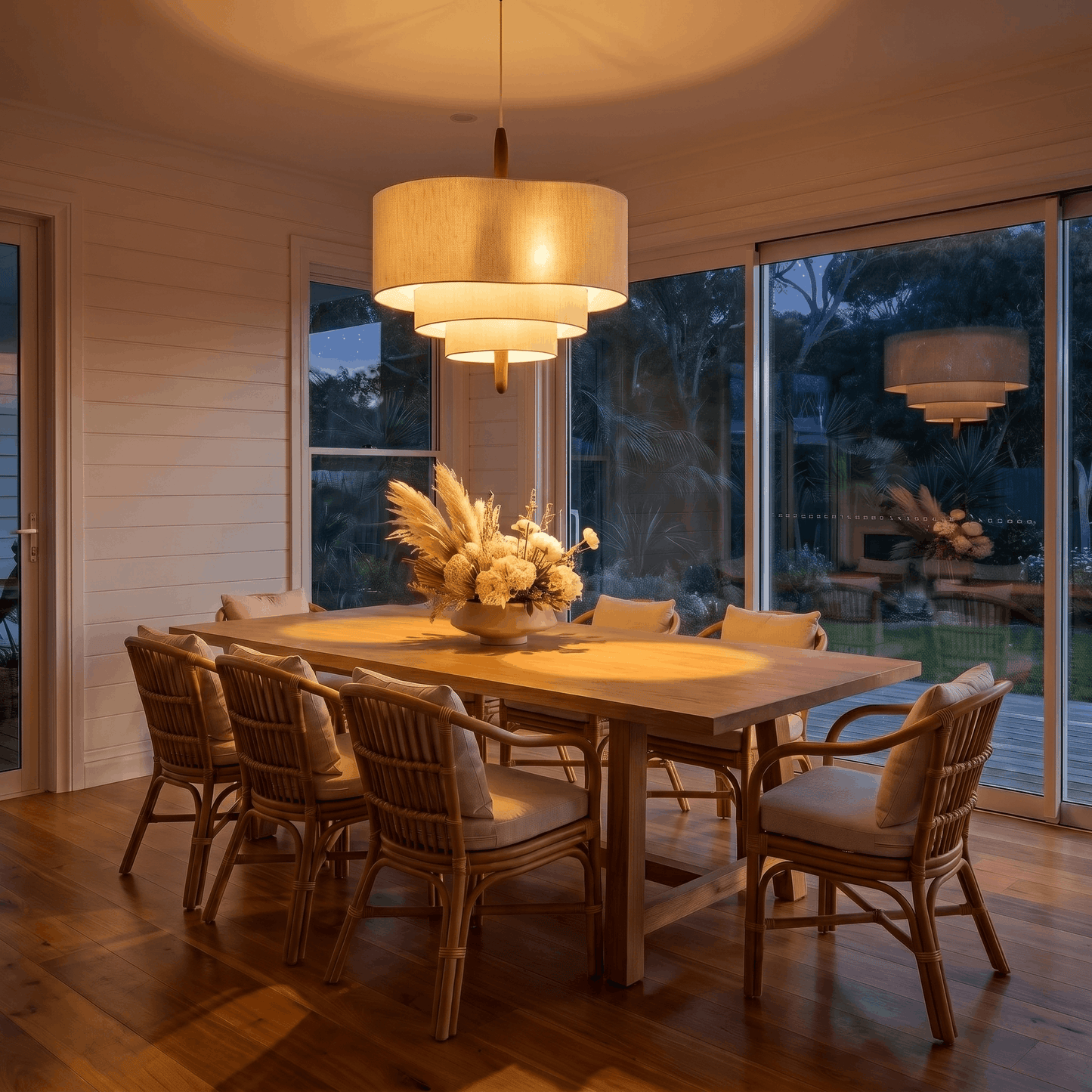 Wabi Sabi Linen Pendant Light Tiered Drum Shade Dimmable Japandi Ceiling Fixture