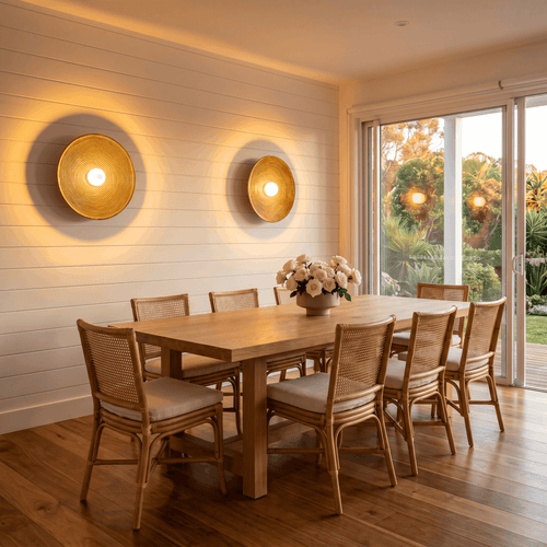 Concentric Ring Wall Sconce Vintage Brass Circular Disc Wall Light