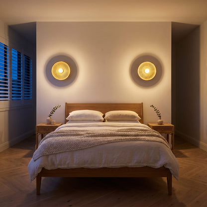 Concentric Ring Wall Sconce Vintage Brass Circular Disc Wall Light