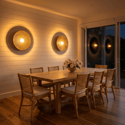 Concentric Ring Wall Sconce Vintage Brass Circular Disc Wall Light