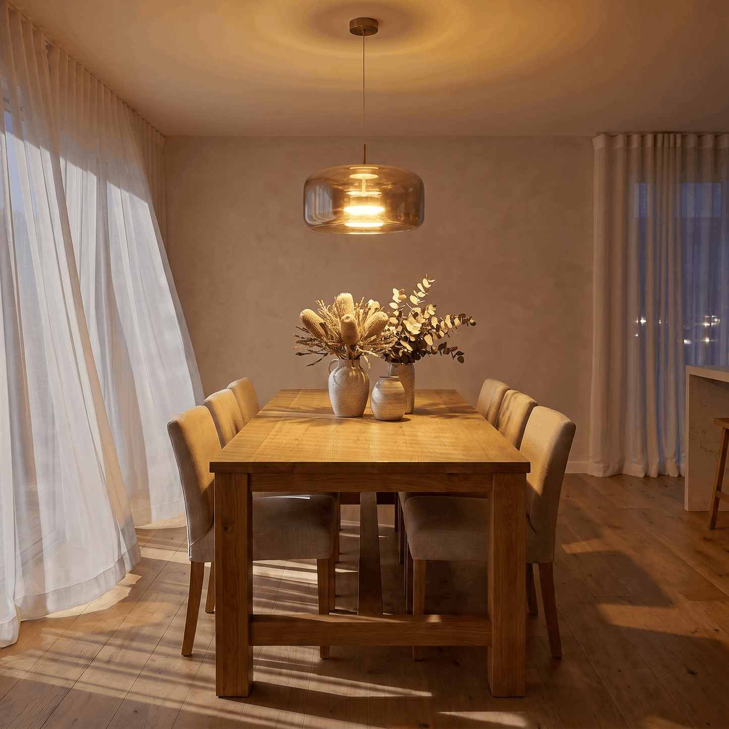 Retro Hailie Smoked Glass LED Pendant Light