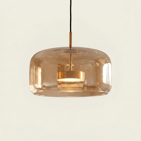 Retro Smoked Glass Pendant Light LED Ceiling Fixture Dining Room